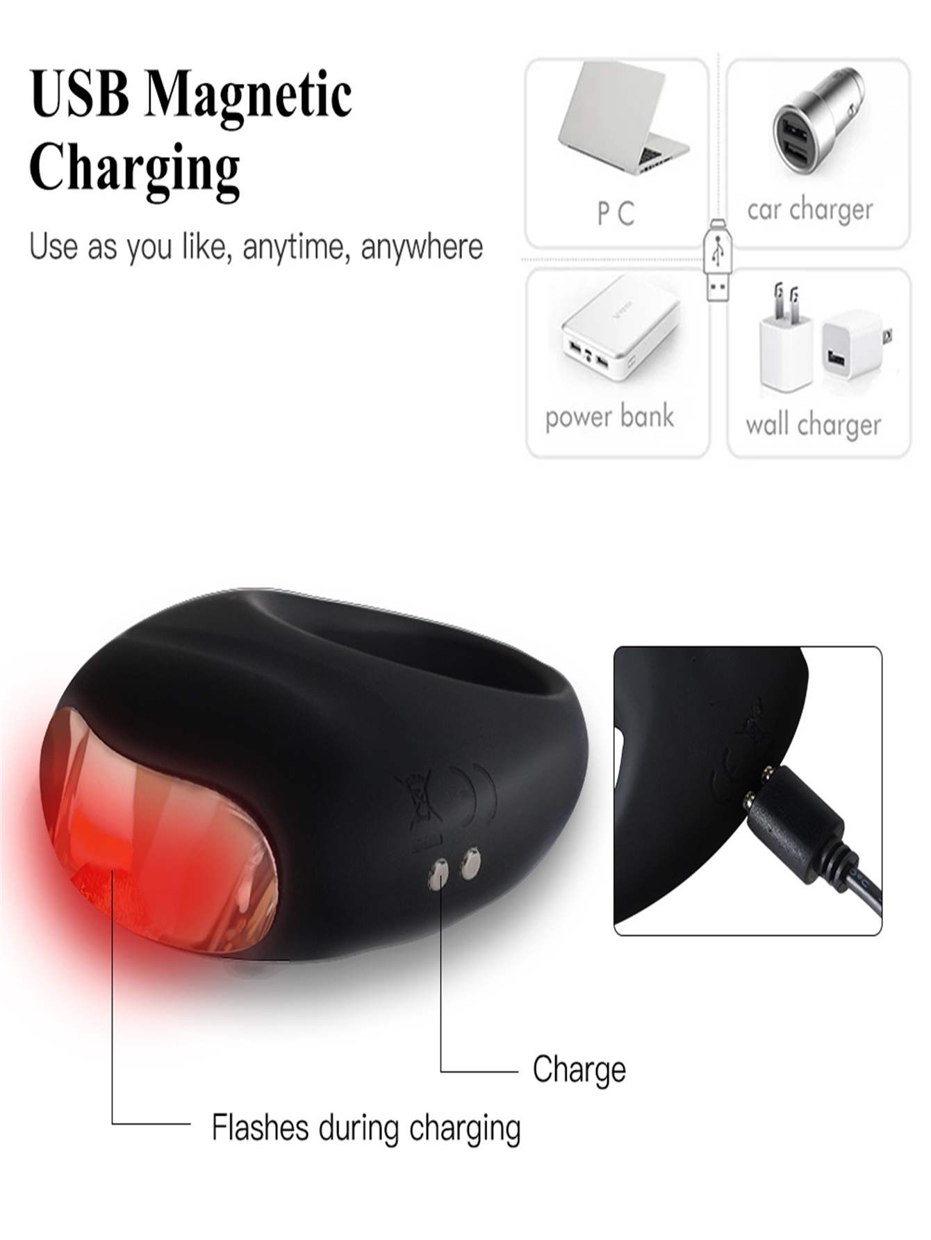 Vibrierender Penisring-Schwanzvibrator f&uuml;r Mann und Paar